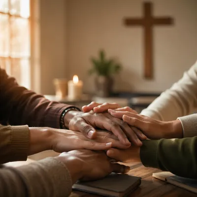 Diverse Hands United in Church Prayer