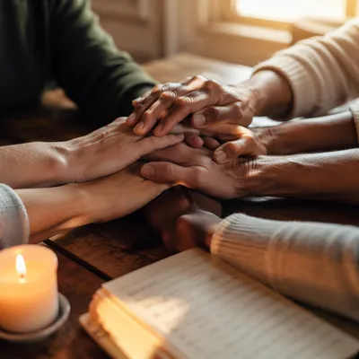 Many Hands Joined in Prayerful Unity