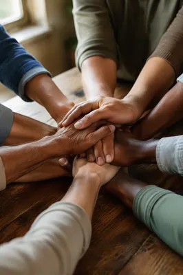 Diverse Hands Stacked in Quiet Unity