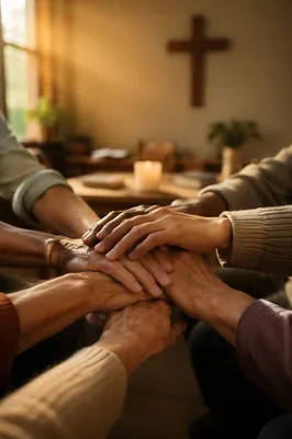 Diverse Hands United in Prayer Fellowship
