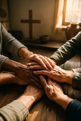 Diverse Hands United in Chapel Prayer