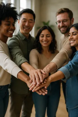 Diverse Hands Stacked in Unity