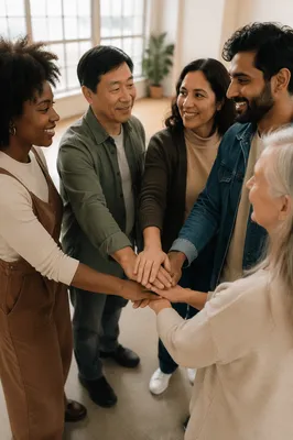 Diverse Hands Stacked in Unity Circle