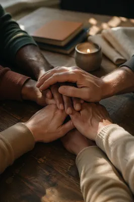 Diverse Hands Joined in Prayerful Unity