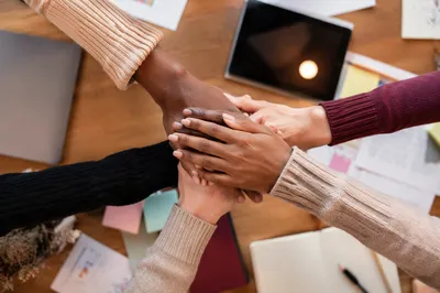 Diverse Hands Stacked in Unity