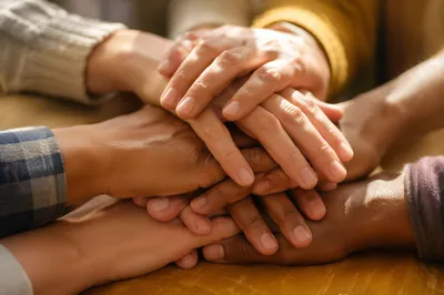 Many Hands Stacked in Unity