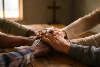 Diverse Hands United in Chapel Prayer