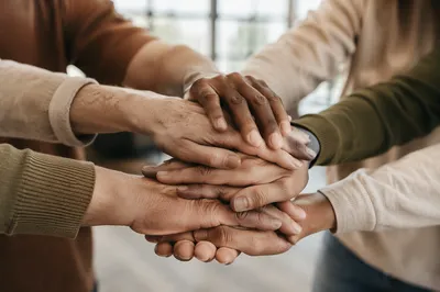 Diverse Hands Stacked in Unity