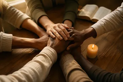 Diverse Hands Joined in Prayerful Unity