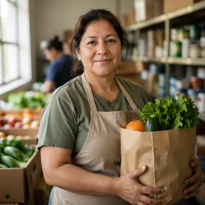 Warm Portrait of Pantry Volunteer Woman