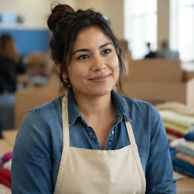 Warm Portrait of Young Female Volunteer