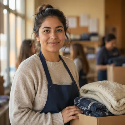 Warm Portrait of Young Volunteer Woman