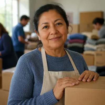 Warm Portrait of Volunteer Woman Indoors