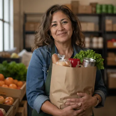 Warm Portrait of Pantry Volunteer Woman
