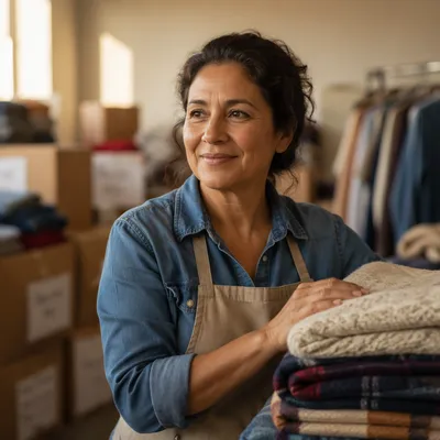 Warm Portrait of Volunteer Woman Indoors