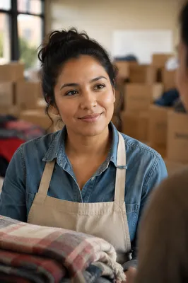 Warm Portrait of Young Female Volunteer