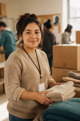 Warm Volunteer Portrait at Donation Center