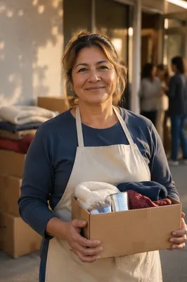 Warm Volunteer Portrait Outside Community Center