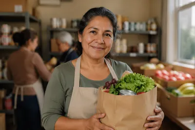 Warm Portrait of Pantry Volunteer Woman
