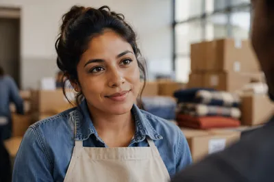 Warm Portrait of Young Volunteer Woman