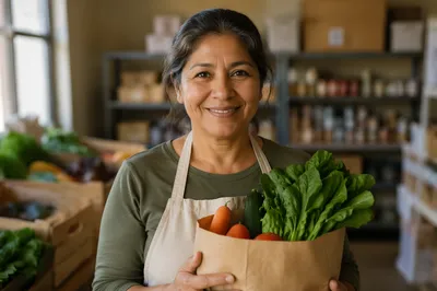 Warm Portrait of Pantry Volunteer Woman
