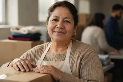 Warm Portrait of Volunteer Woman Indoors