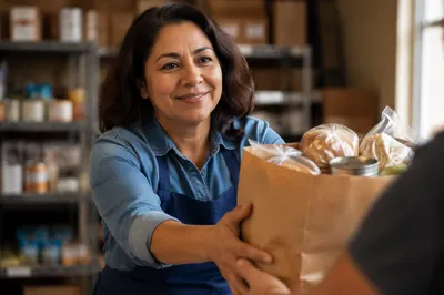 Warm Volunteer Portrait at Food Pantry