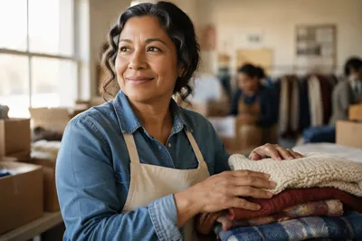 Warm Portrait of Volunteer at Donation Center