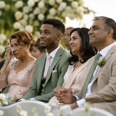 Emotional Wedding Guests at Garden Ceremony