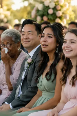 Emotional Wedding Guests During Outdoor Ceremony