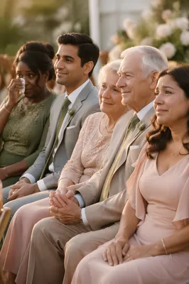 Emotional Wedding Guests During Outdoor Ceremony