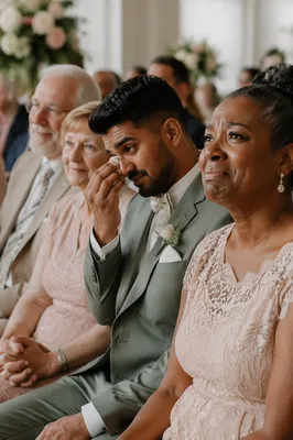 Emotional Wedding Guests During Indoor Ceremony