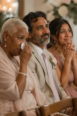 Emotional Wedding Guests During Indoor Ceremony