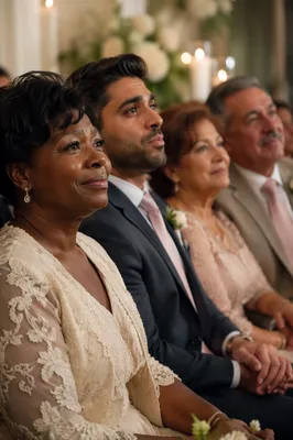 Emotional Wedding Guests During Indoor Ceremony