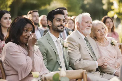 Emotional Wedding Guests During Outdoor Ceremony