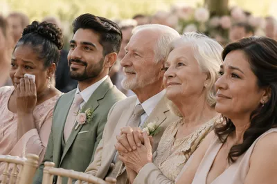 Emotional Wedding Guests at Outdoor Ceremony