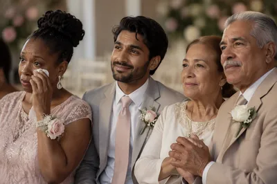 Emotional Wedding Guests During Indoor Ceremony