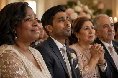 Emotional Wedding Guests During Indoor Ceremony