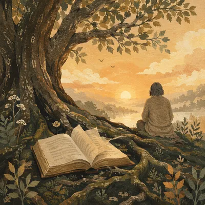 Ancient Tree Roots and Open Bible