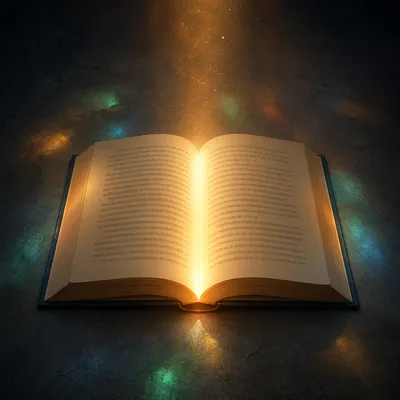 Glowing Open Book of Wisdom
