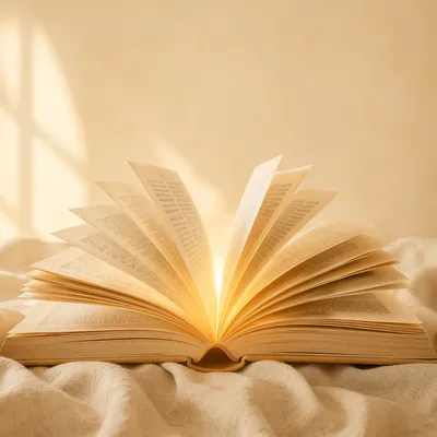 Open Book Radiating Warm Wisdom Light