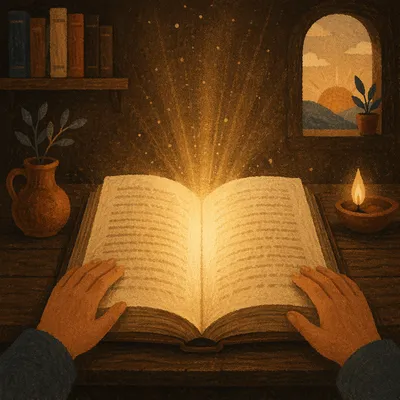 Golden Wisdom Light From Open Book