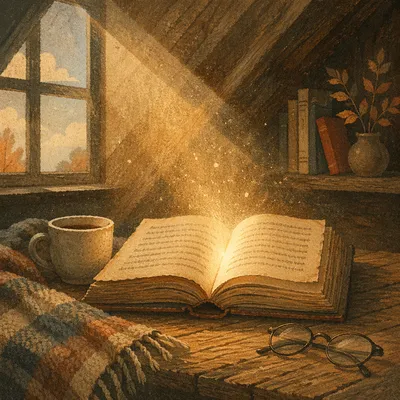 Golden Wisdom Light from an Open Book