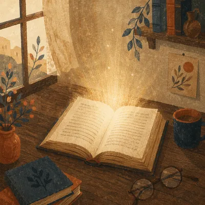 Open Book Glowing With Wisdom and Hope
