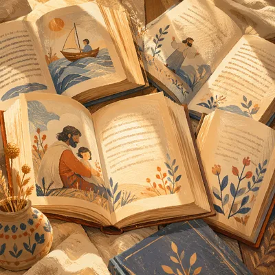 Golden Light Over Open Books