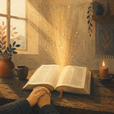 Open Bible With Golden Wisdom Light