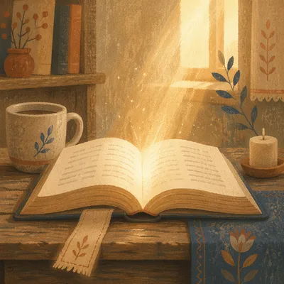 Open Book Glowing in Morning Light