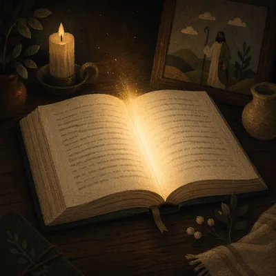 Open Book with Warm Light Glow