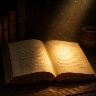 Golden Wisdom Light Over Open Book