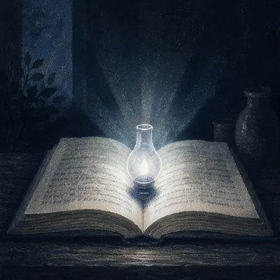 Wisdom Light Rising from Open Book